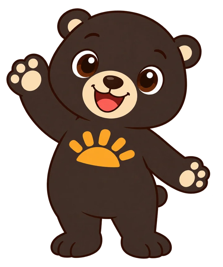 Bibiru the sun bear cub waving hello